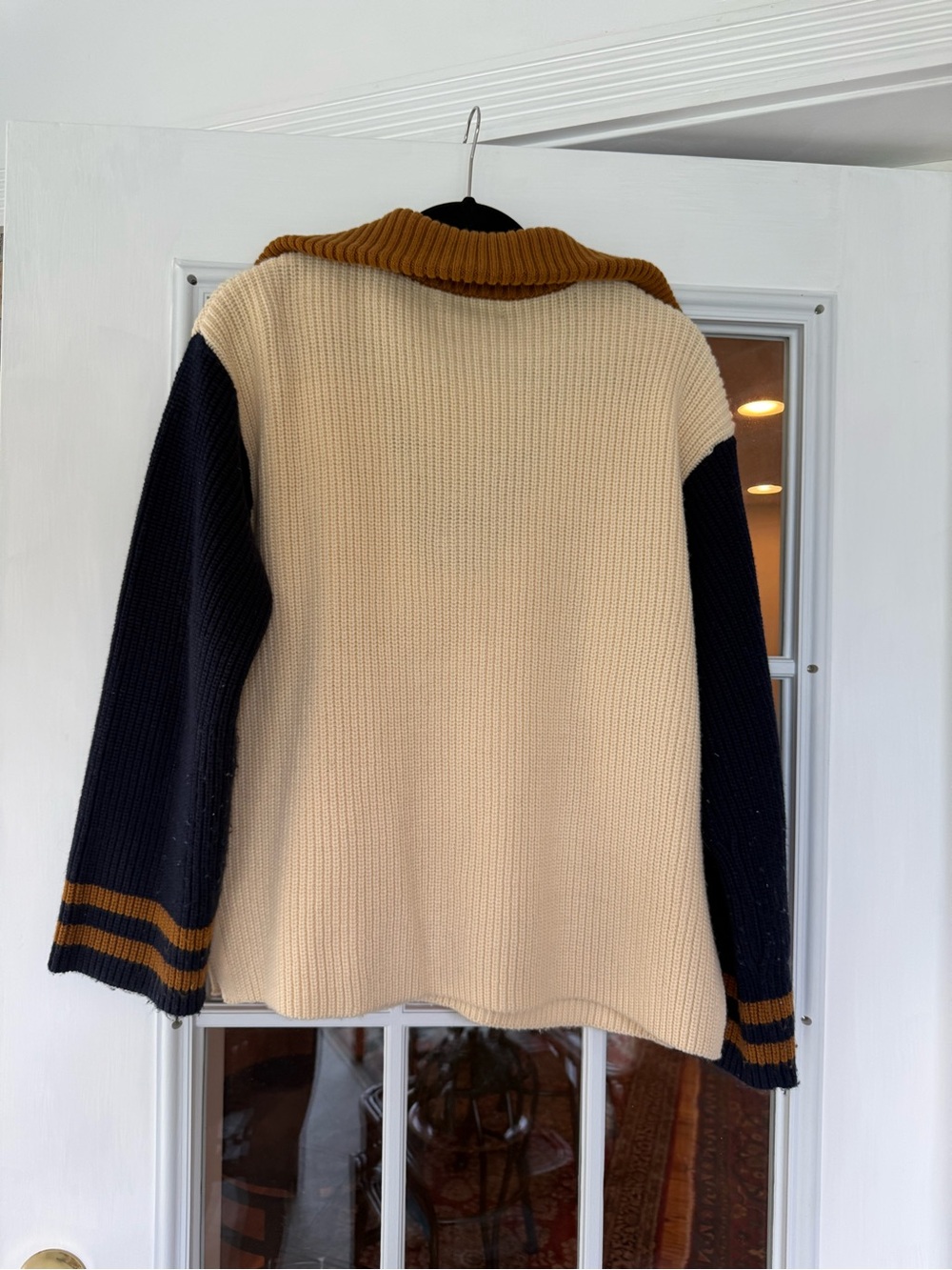 English Factory Colorblock Ribbed Quarter Zip Sweater - Picture 5 of 5